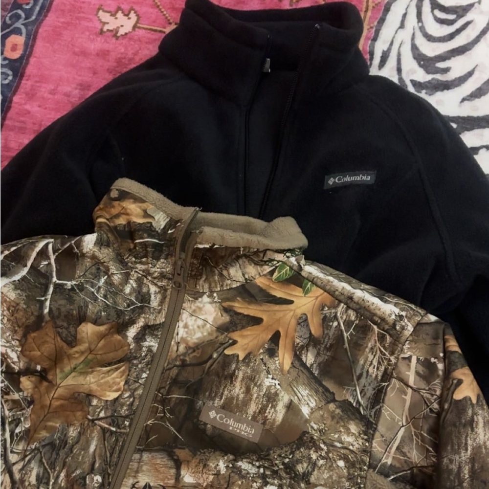 Columbia Black and Woodland Camo Jacket